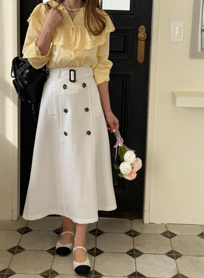 Elmu - Korean Women Fashion - #thatsdarling - Linen Trench Skirt (Back Banding) - 9