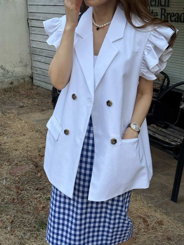 Elmu - Korean Women Fashion - #thatsdarling - Linen Frill Vest - 6