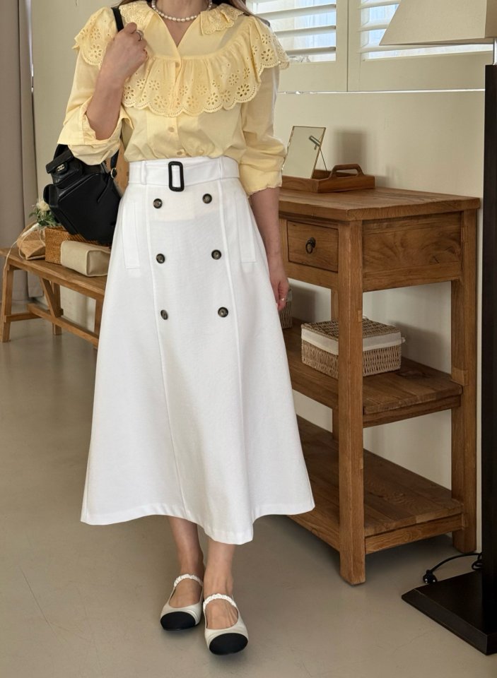 Elmu - Korean Women Fashion - #thelittlethings - Linen Trench Skirt (Back Banding) - 10