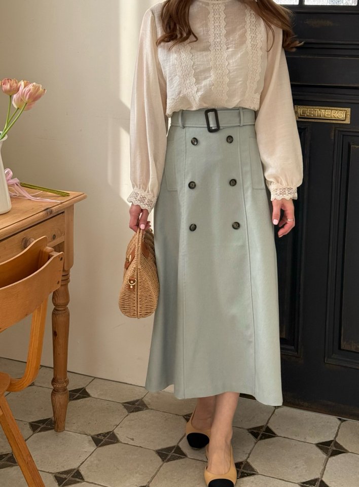 Elmu - Korean Women Fashion - #vintageinspired - Linen Trench Skirt (Back Banding) - 4