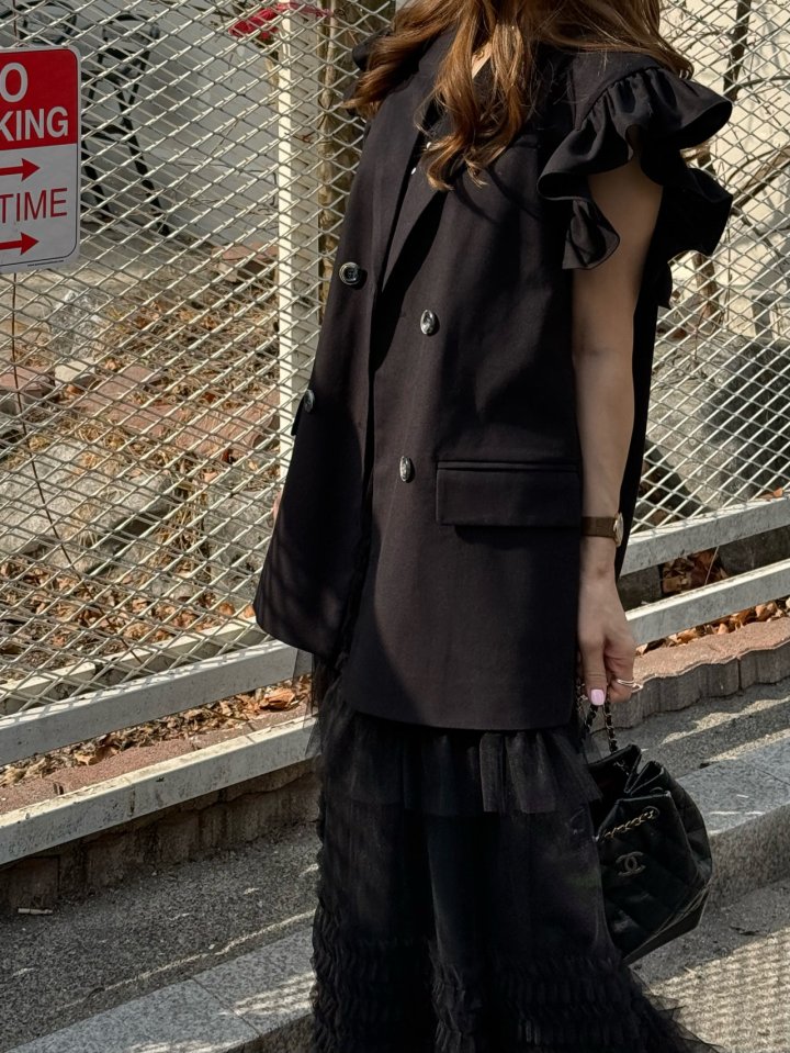 Elmu - Korean Women Fashion - #vintagekidsstyle - Linen Frill Vest