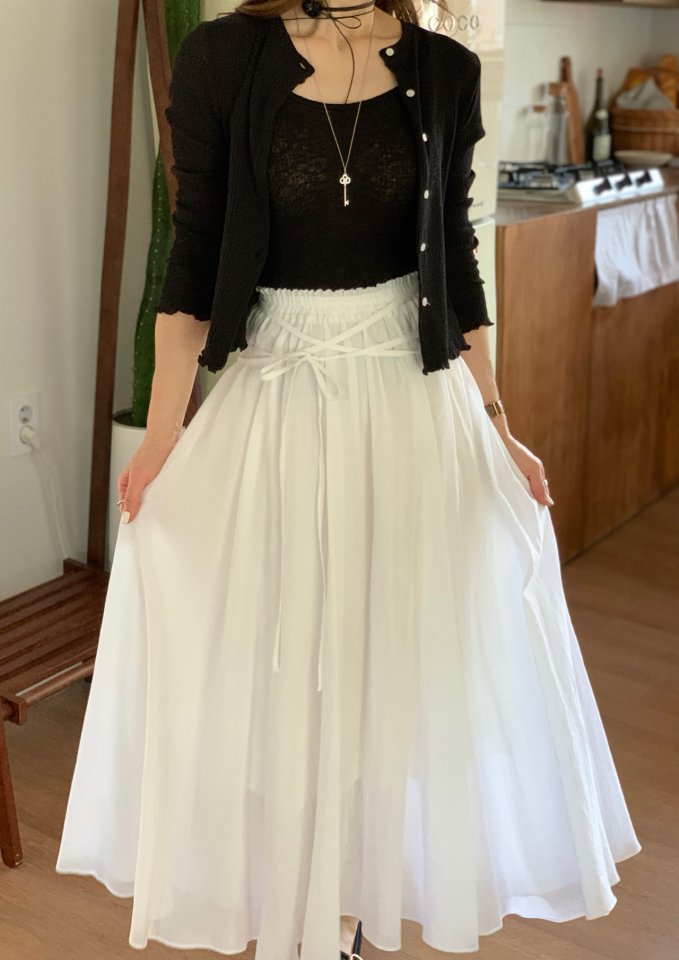 Elmu - Korean Women Fashion - #womensfashion - Dove Goddess Flare Skirt - 8