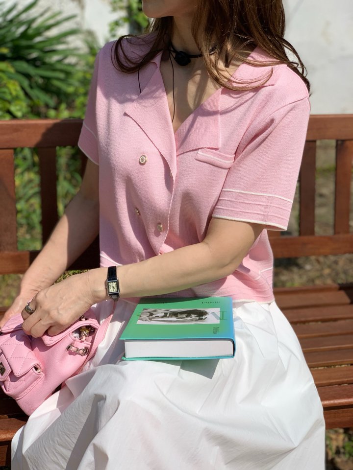 Elmu - Korean Women Fashion - #momslook - Double Collar Knit Jacket - 4