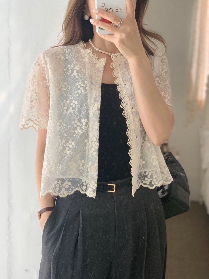 Elmu - Korean Women Fashion - #womensfashion - Angel Lace Cardigan - 2