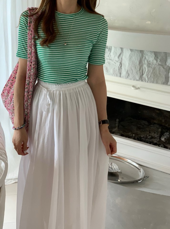 Elmu - Korean Women Fashion - #womensfashion - Peanut Stripe Tee