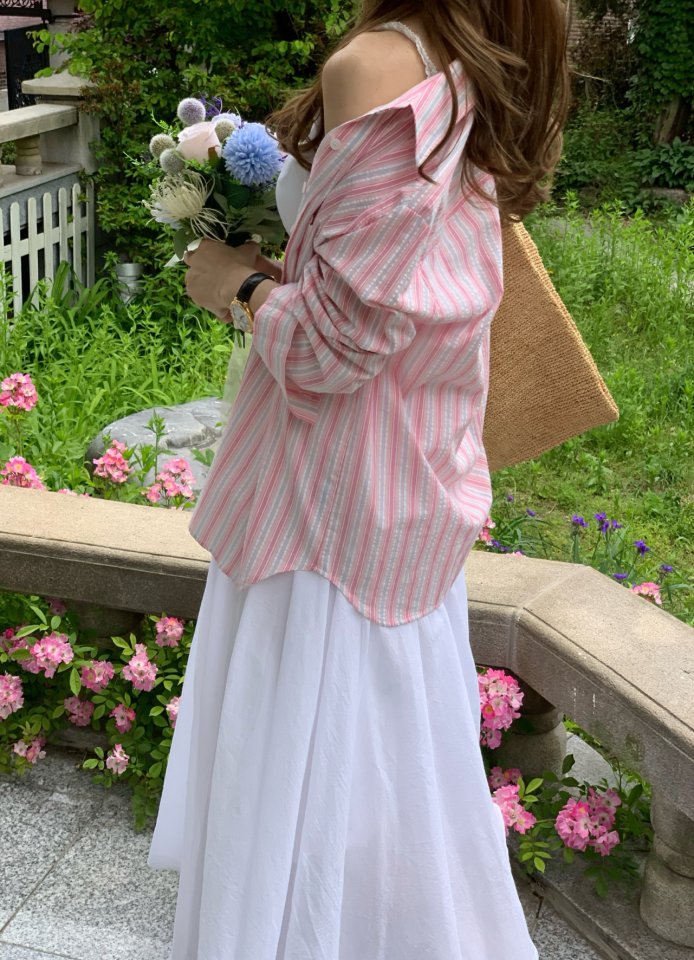 Elmu - Korean Women Fashion - #womensfashion - Jinwoo Stripe Shirt - 3