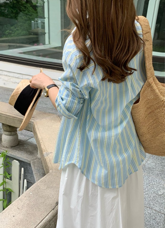 Elmu - Korean Women Fashion - #womensfashion - Jinwoo Stripe Shirt - 7