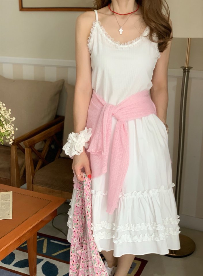 Elmu - Korean Women Fashion - #womensfashion - Shine Lace Sleeveless
