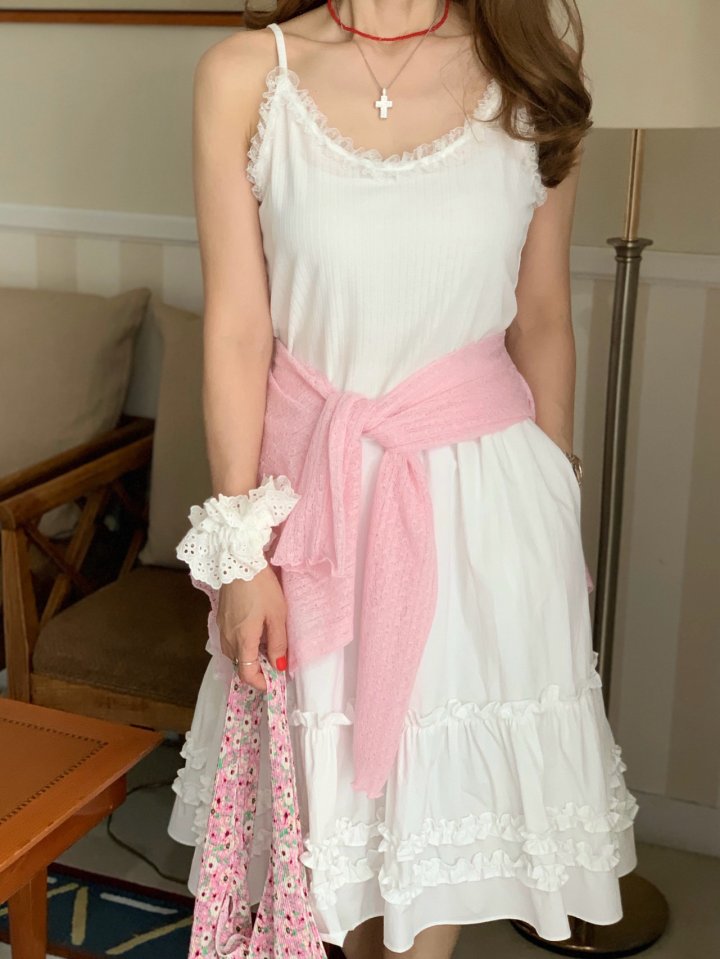 Elmu - Korean Women Fashion - #womensfashion - Shine Lace Sleeveless - 3