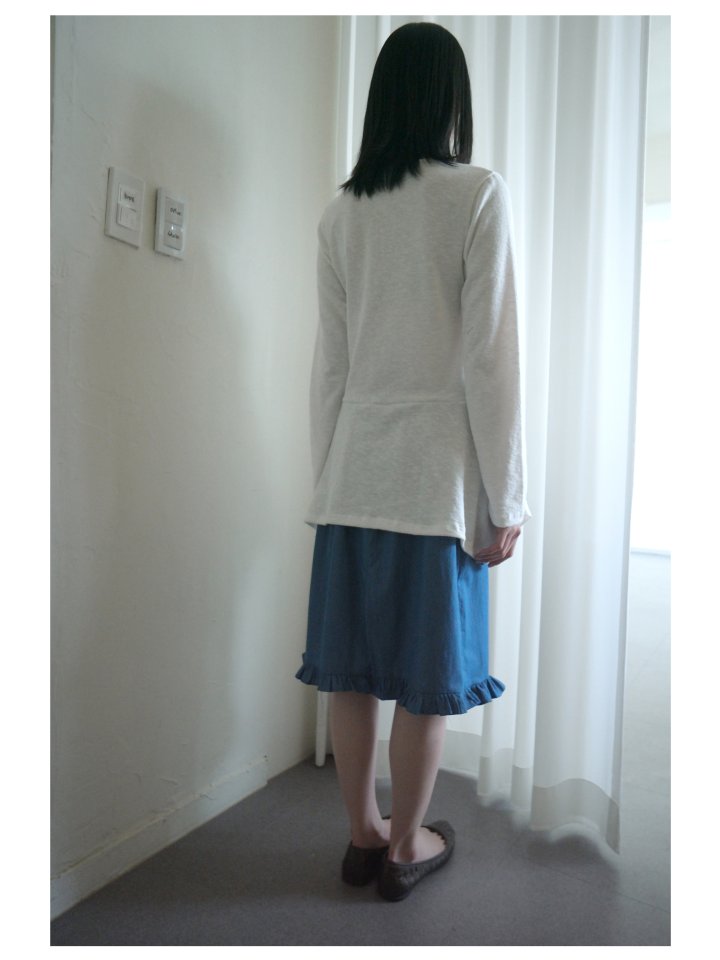 Enten - Korean Women Fashion - #momslook - Denim Frill Dot Skirt - 5