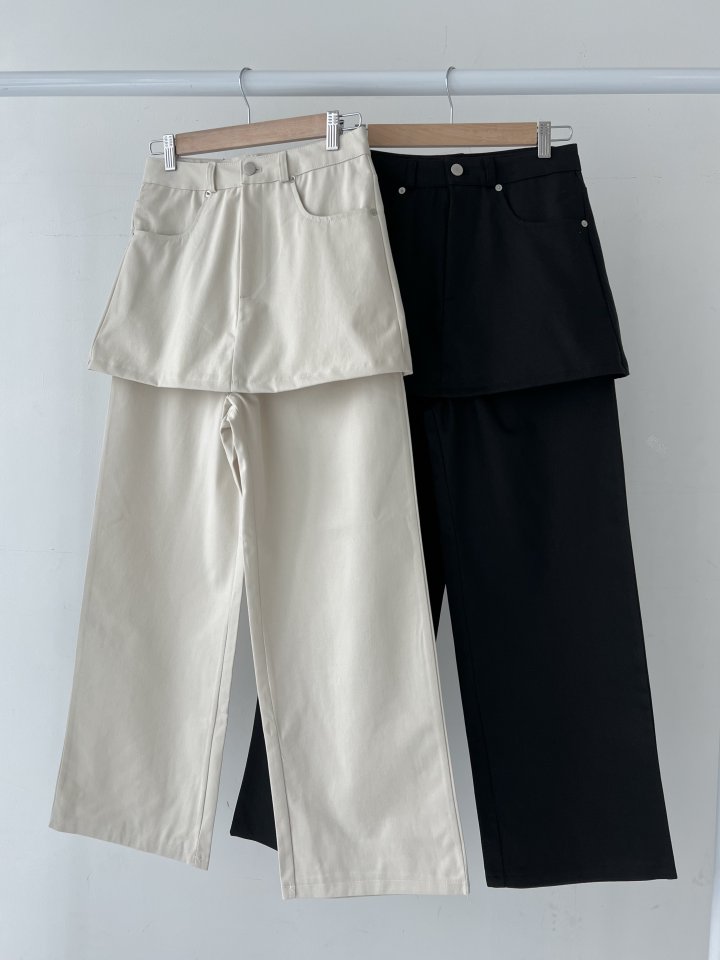 Enten - Korean Women Fashion - #momslook - Double Skirt Pants - 5