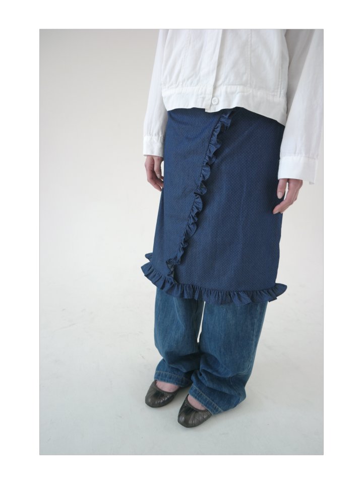 Enten - Korean Women Fashion - #romanticstyle - Denim Frill Dot Skirt