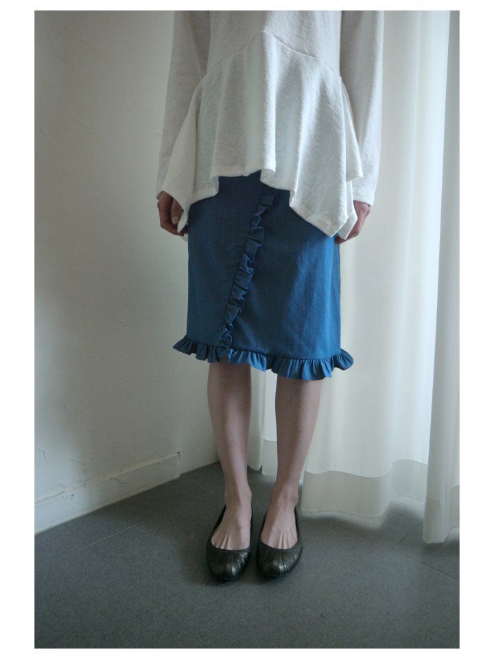 Enten - Korean Women Fashion - #thatsdarling - Denim Frill Dot Skirt - 3