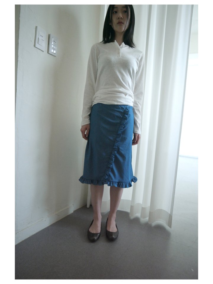 Enten - Korean Women Fashion - #thatsdarling - Denim Frill Dot Skirt - 4