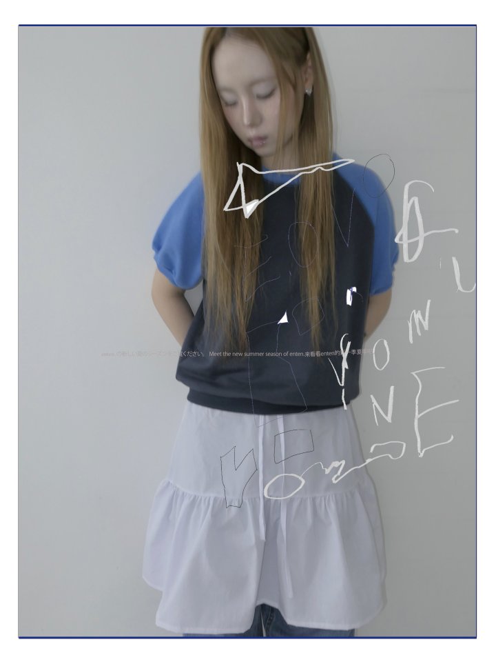 Enten - Korean Women Fashion - #vintageinspired - Of Short Sleeve Sweatshirt - 4