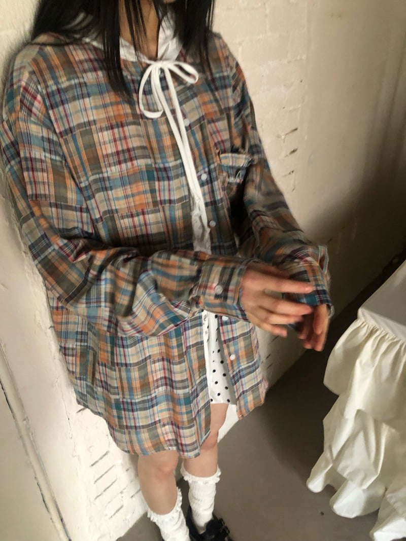 Flash - Korean Women Fashion - #momslook - Multi Check Hoodie Shirt - 10