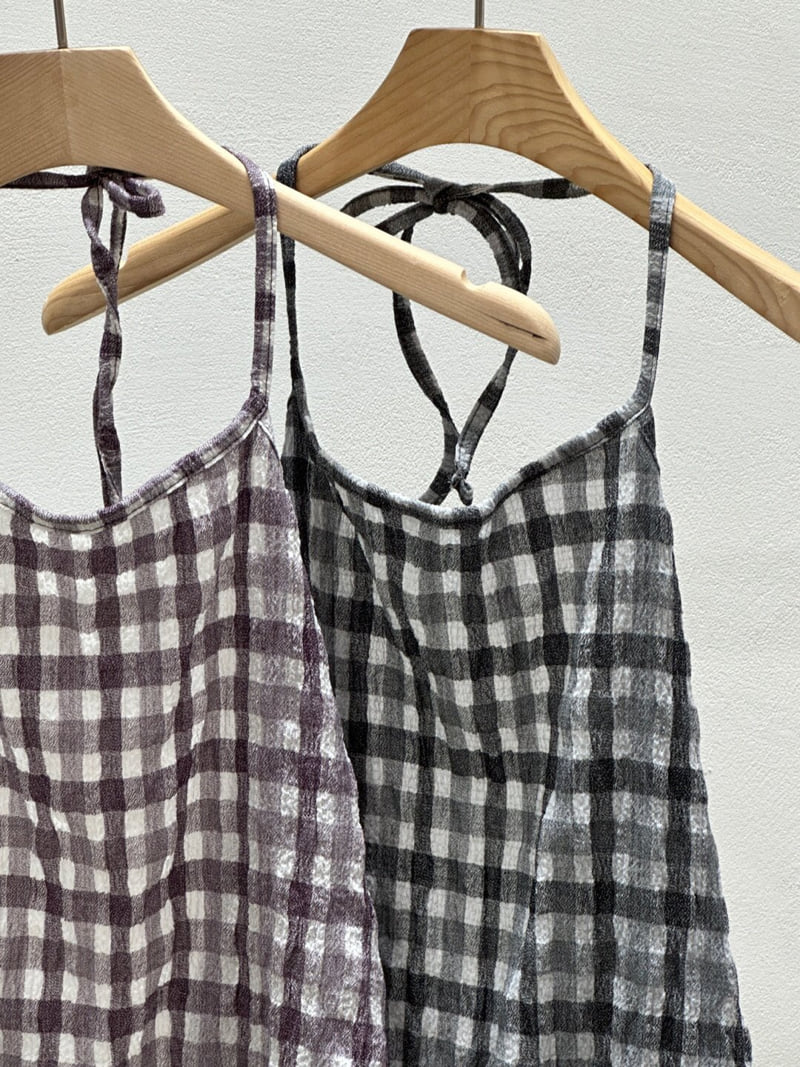 Flash - Korean Women Fashion - #momslook - Check Halter Blouse - 10