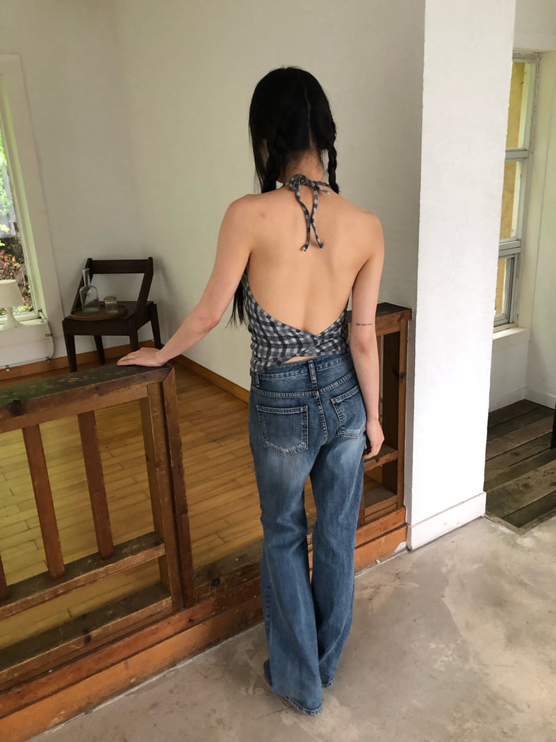 Flash - Korean Women Fashion - #pursuepretty - Check Halter Blouse - 2