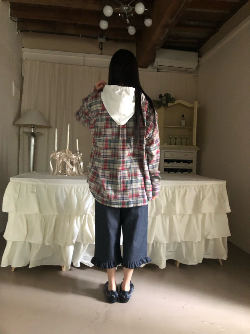 Flash - Korean Women Fashion - #womensfashion - Multi Check Hoodie Shirt - 3