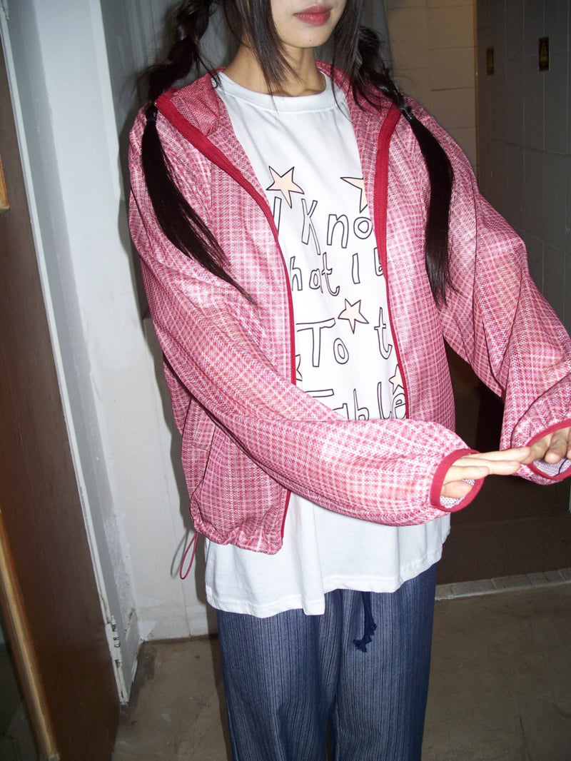 Flash - Korean Women Fashion - #momslook - Check Mesh Jacket - 4