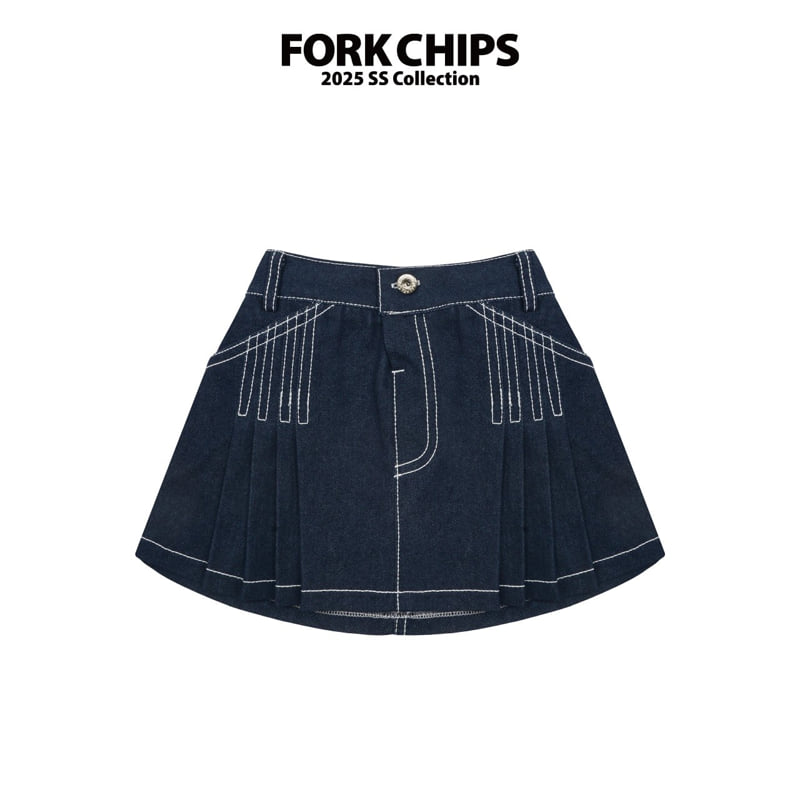 Fork Chips - Korean Children Fashion - #Kfashion4kids - Football Pleated Skirt