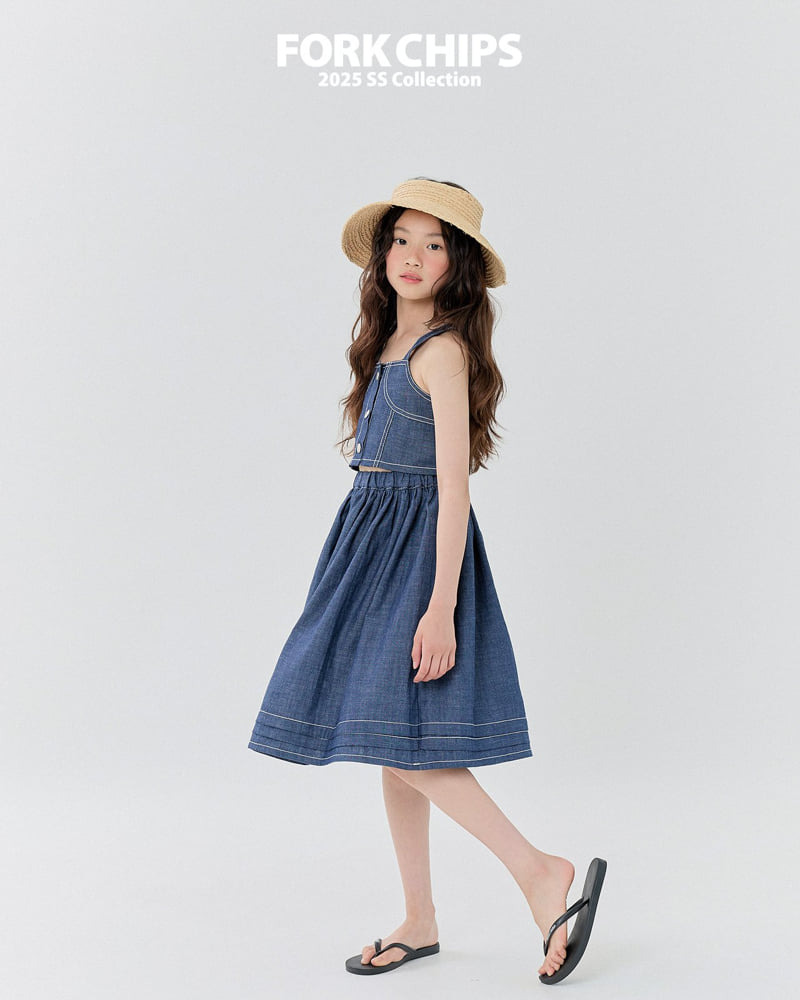 Fork Chips - Korean Children Fashion - #childofig - Mark Denim Top - 12