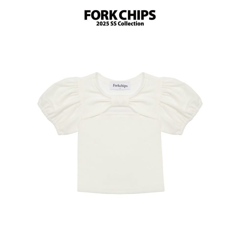 Fork Chips - Korean Children Fashion - #discoveringself - Glossy Ribbon Tee