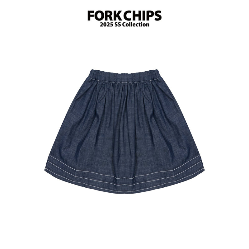 Fork Chips - Korean Children Fashion - #fashionkids - Mark Denim Long Skirt