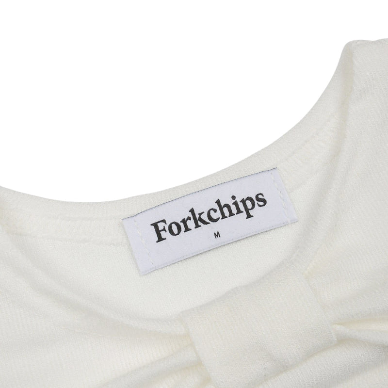 Fork Chips - Korean Children Fashion - #kidsshorts - Glossy Ribbon Tee - 4