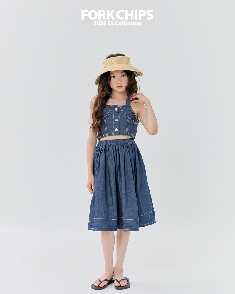 Fork Chips - Korean Children Fashion - #kidzfashiontrend - Mark Denim Top - 5
