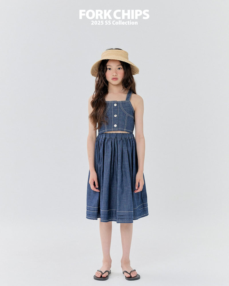 Fork Chips - Korean Children Fashion - #minifashionista - Mark Denim Long Skirt - 8