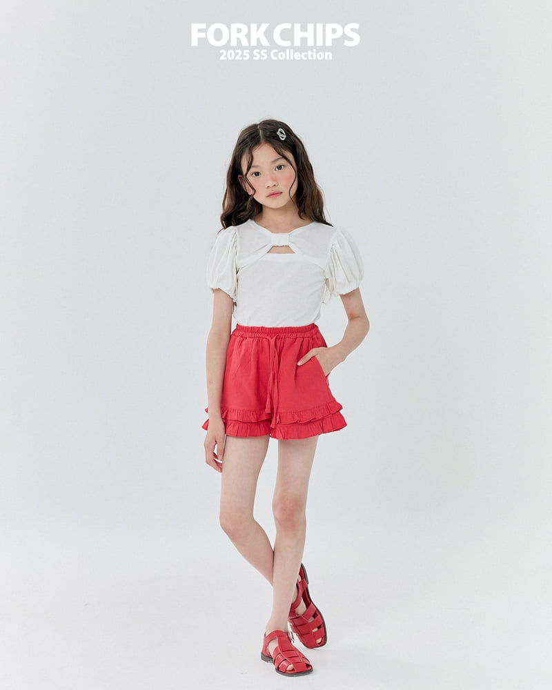 Fork Chips - Korean Children Fashion - #prettylittlegirls - Glossy Ribbon Tee - 10