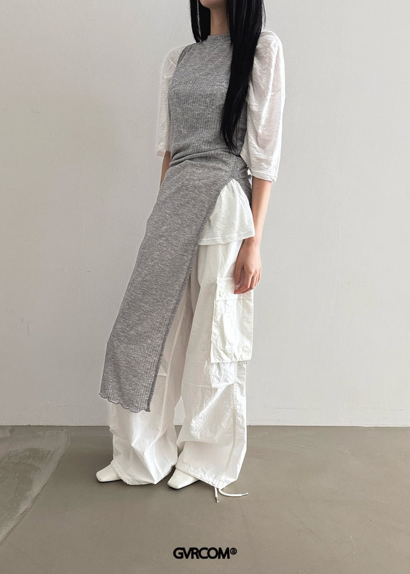 Gavara Market - Korean Women Fashion - #momslook - Ribbed Long Slit One-piece - 5
