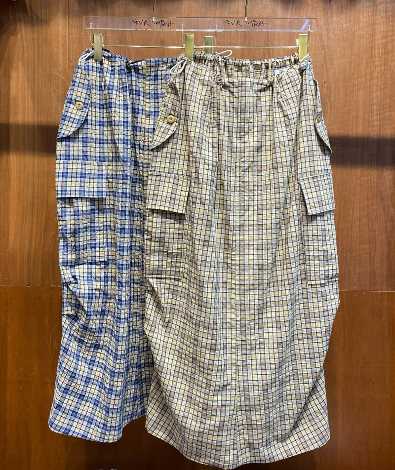 Gavara Market - Korean Women Fashion - #shopsmall - Check String Cargo Skirt