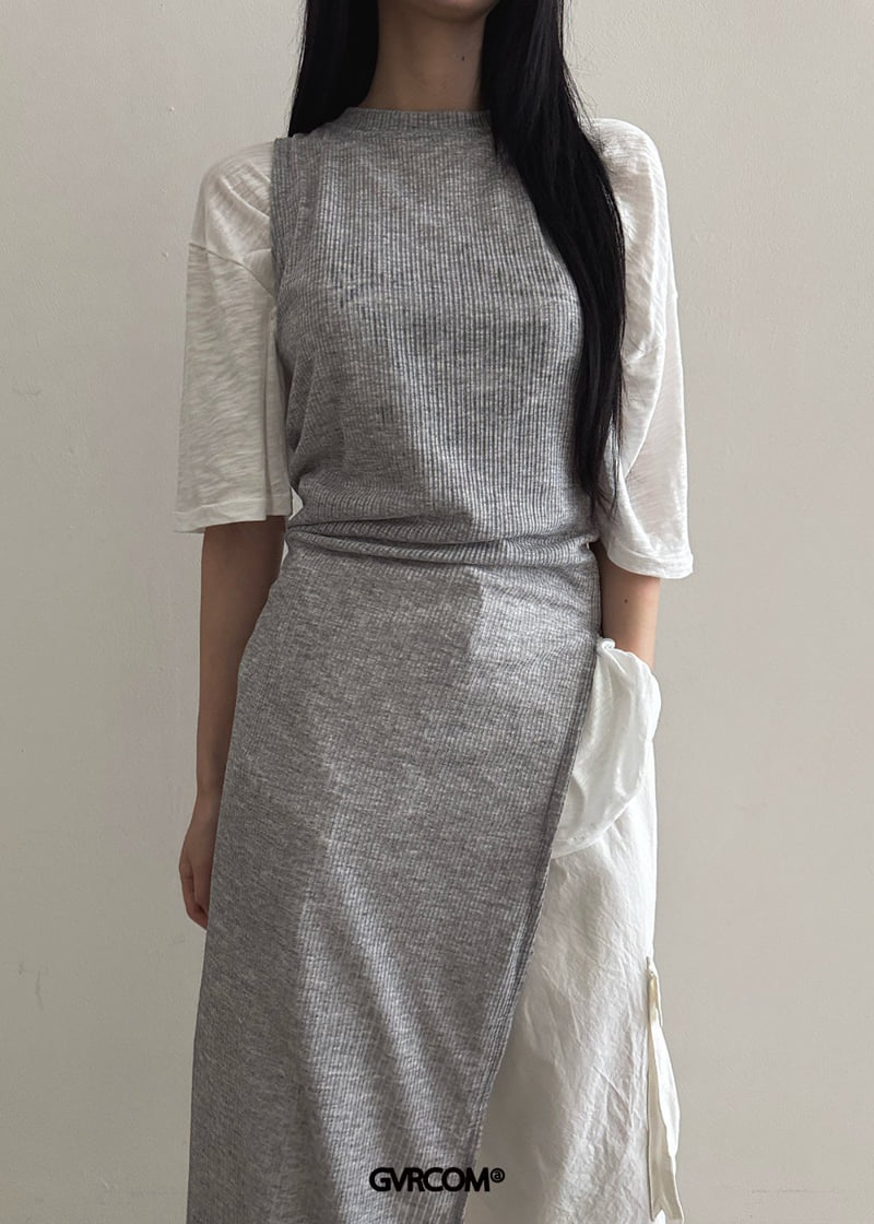 Gavara Market - Korean Women Fashion - #womensfashion - Ribbed Long Slit One-piece - 7