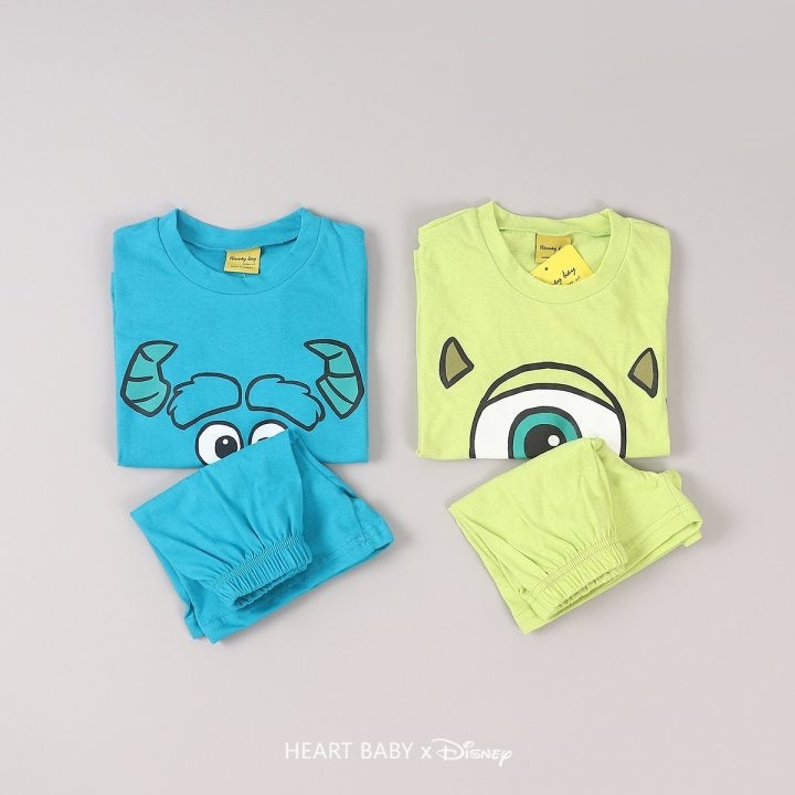 Heart Baby - Korean Children Fashion - #childofig - Monster Short Sleeve Set   - 3