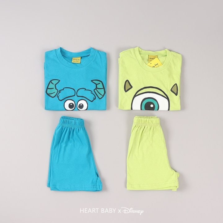 Heart Baby - Korean Children Fashion - #childofig - Monster Short Sleeve Set   - 4