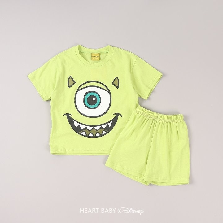 Heart Baby - Korean Children Fashion - #designkidswear - Monster Short Sleeve Set   - 5