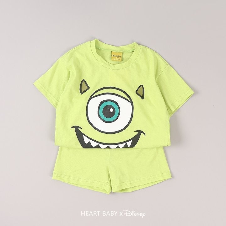 Heart Baby - Korean Children Fashion - #discoveringself - Monster Short Sleeve Set   - 6