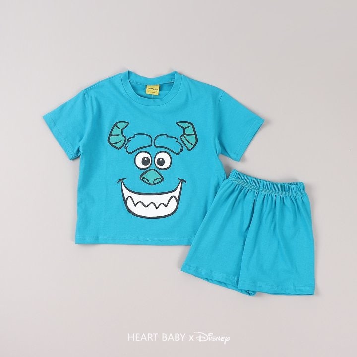 Heart Baby - Korean Children Fashion - #fashionkids - Monster Short Sleeve Set   - 7