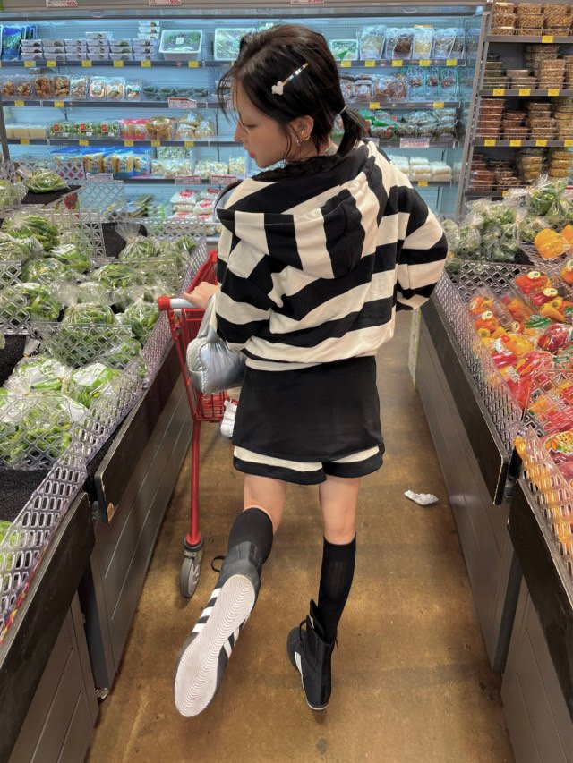 Heil - Korean Women Fashion - #momslook - Striped Hoodie Jacket - 8