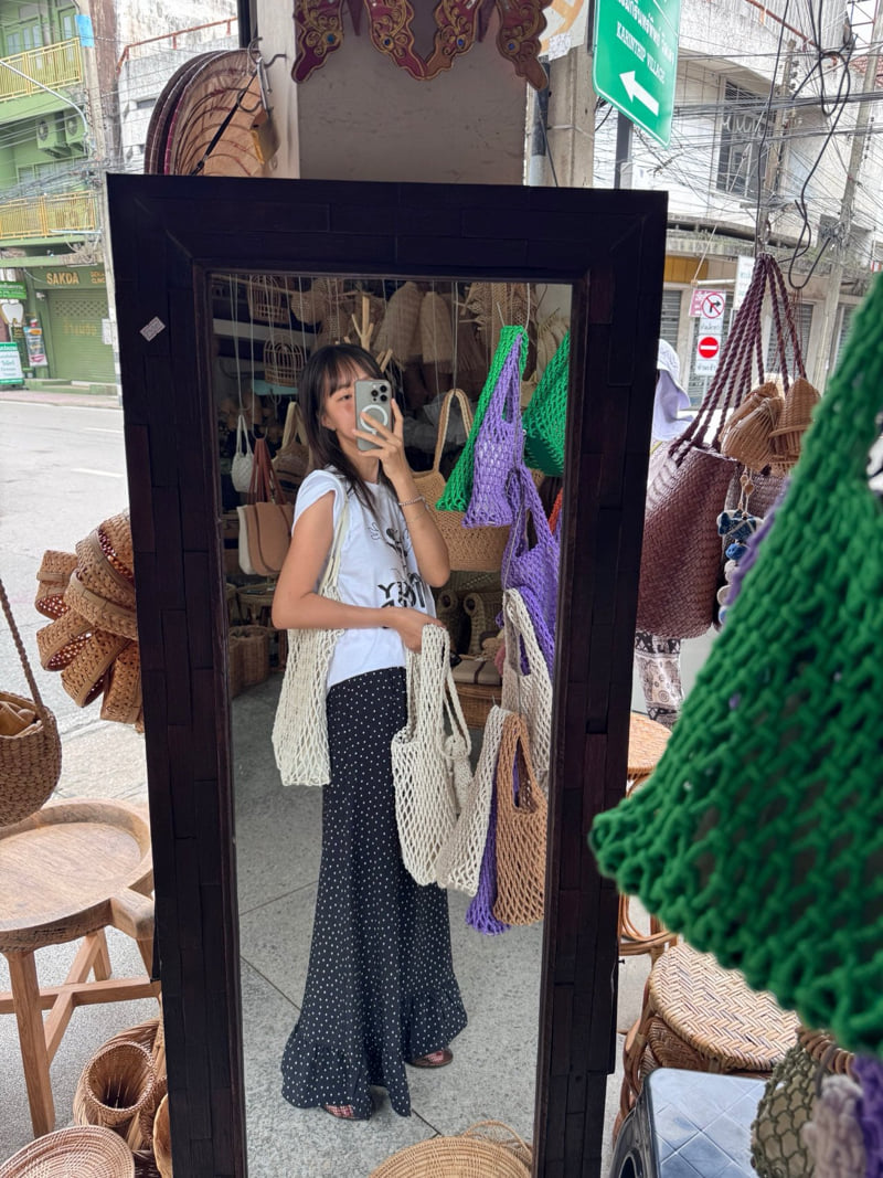Heil - Korean Women Fashion - #momslook - Polka Dot Frill Maxi Skirt - 10