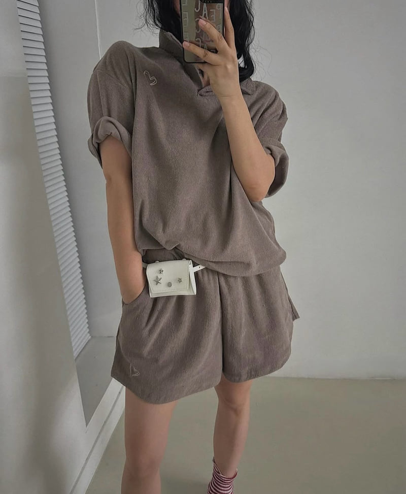 Heil - Korean Women Fashion - #womensfashion - Heart Terry Tee - 5