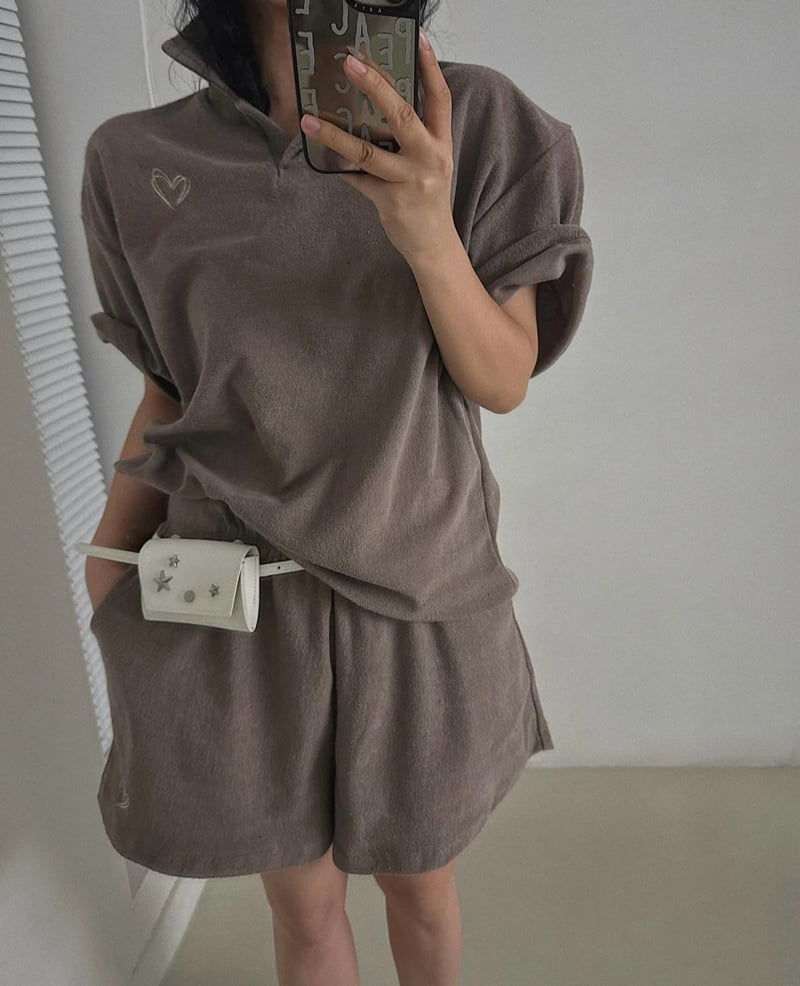 Heil - Korean Women Fashion - #womensfashion - Heart Terry Tee - 7