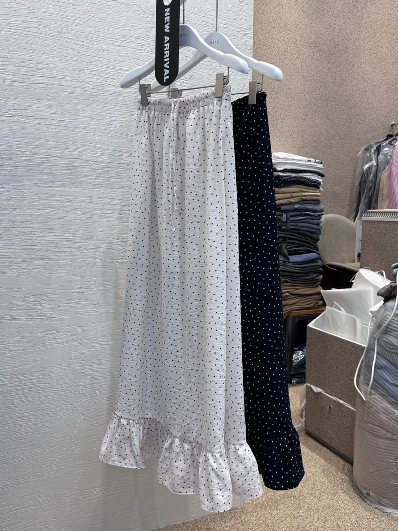 Heil - Korean Women Fashion - #womensfashion - Polka Dot Frill Maxi Skirt