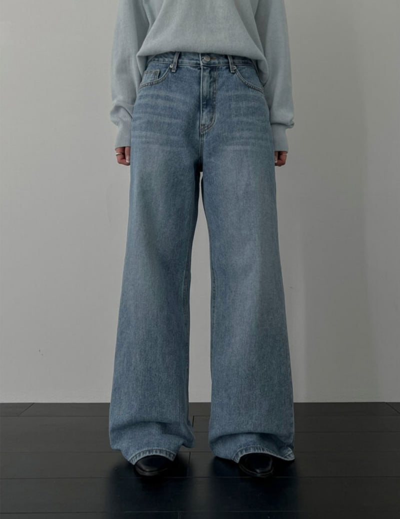 I'm here - Korean Women Fashion - #momslook - Back-Slit Stretch Wide Denim Pants   - 11