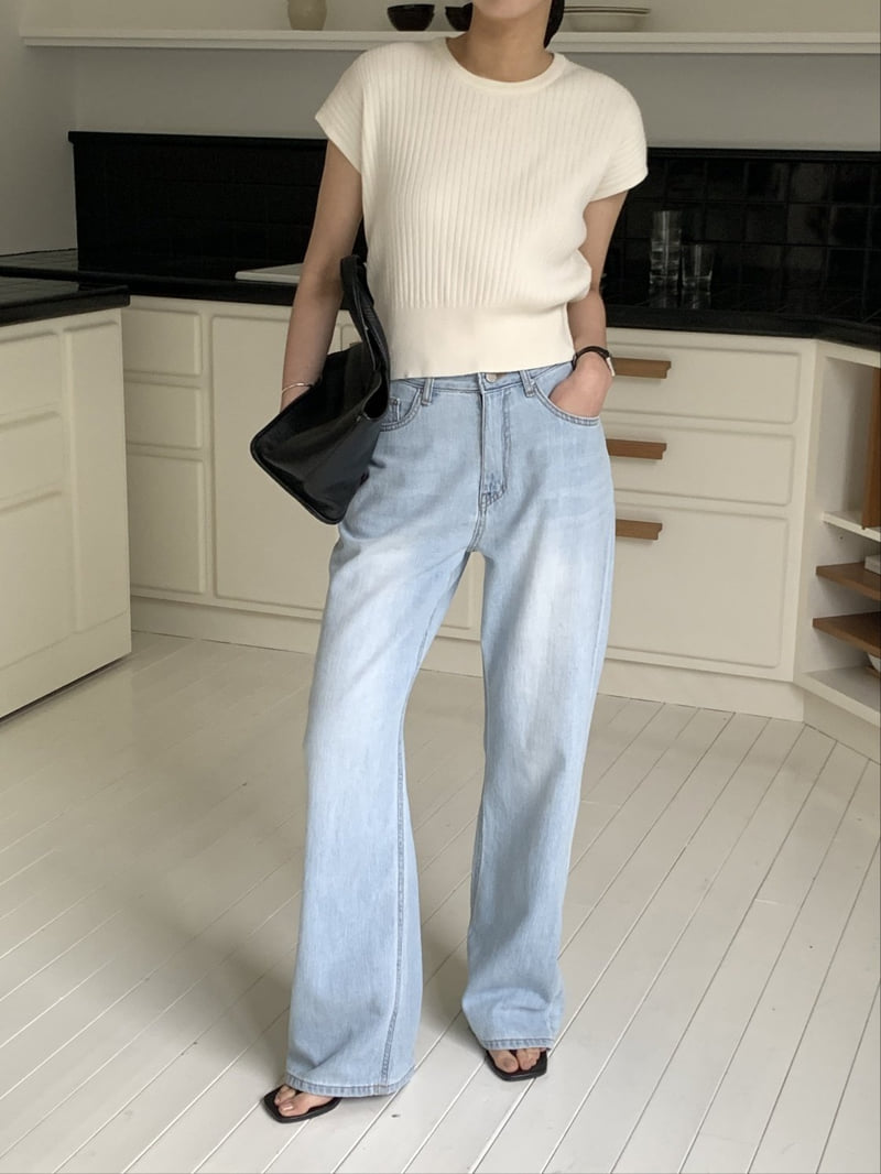 I'm here - Korean Women Fashion - #momslook - Light Blue Summer Denim Pants   - 12