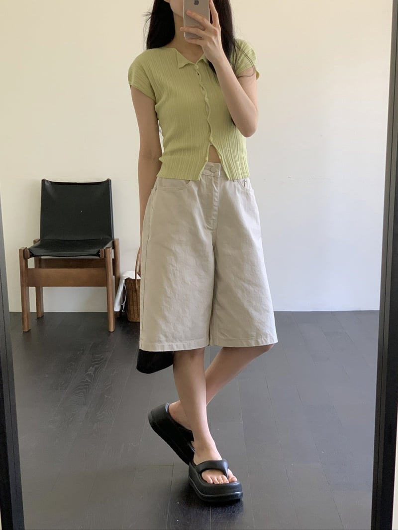 I'm here - Korean Women Fashion - #momslook - Bio-washed Bermuda Pants - 8