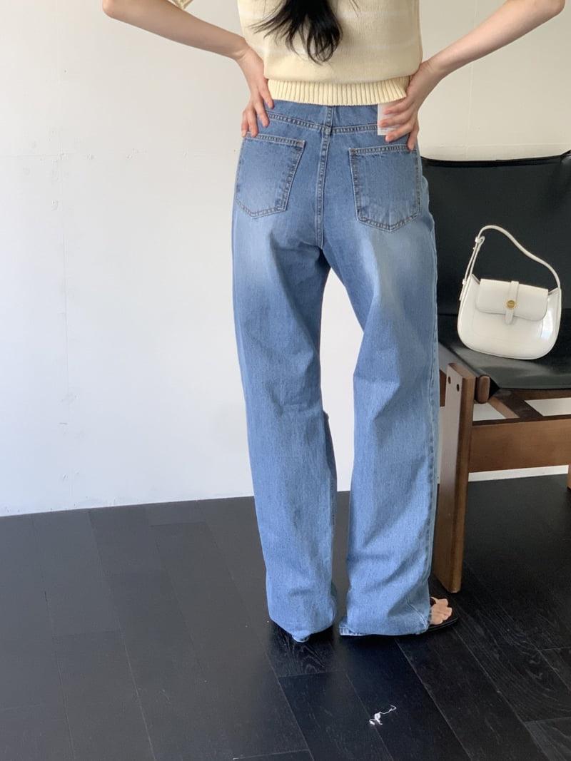 I'm here - Korean Women Fashion - #momslook - Vintage Straight Wide Denim Pants   - 9