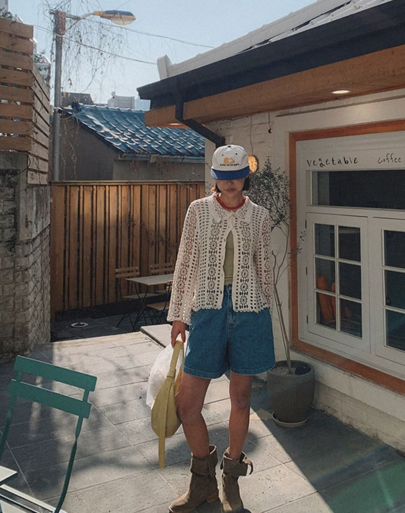 I'm here - Korean Women Fashion - #restrostyle - Pintuck Flare Denim Shorts - 3